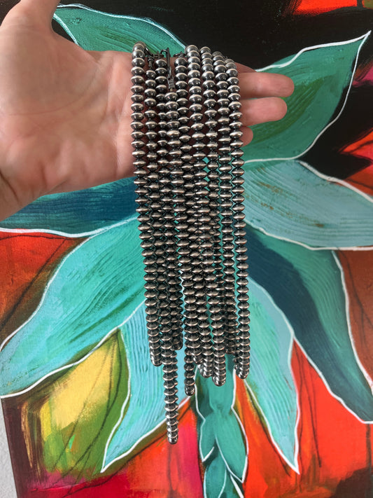 Vinita Cowboy Handmade 8mm Sterling Silver Handcrafted Saucer Pearl Beaded Necklaces