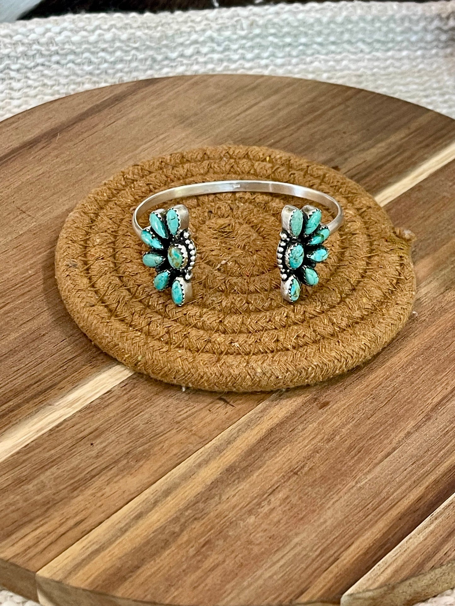 Handcrafted Sterling Silver & Turquoise Cluster Cuff