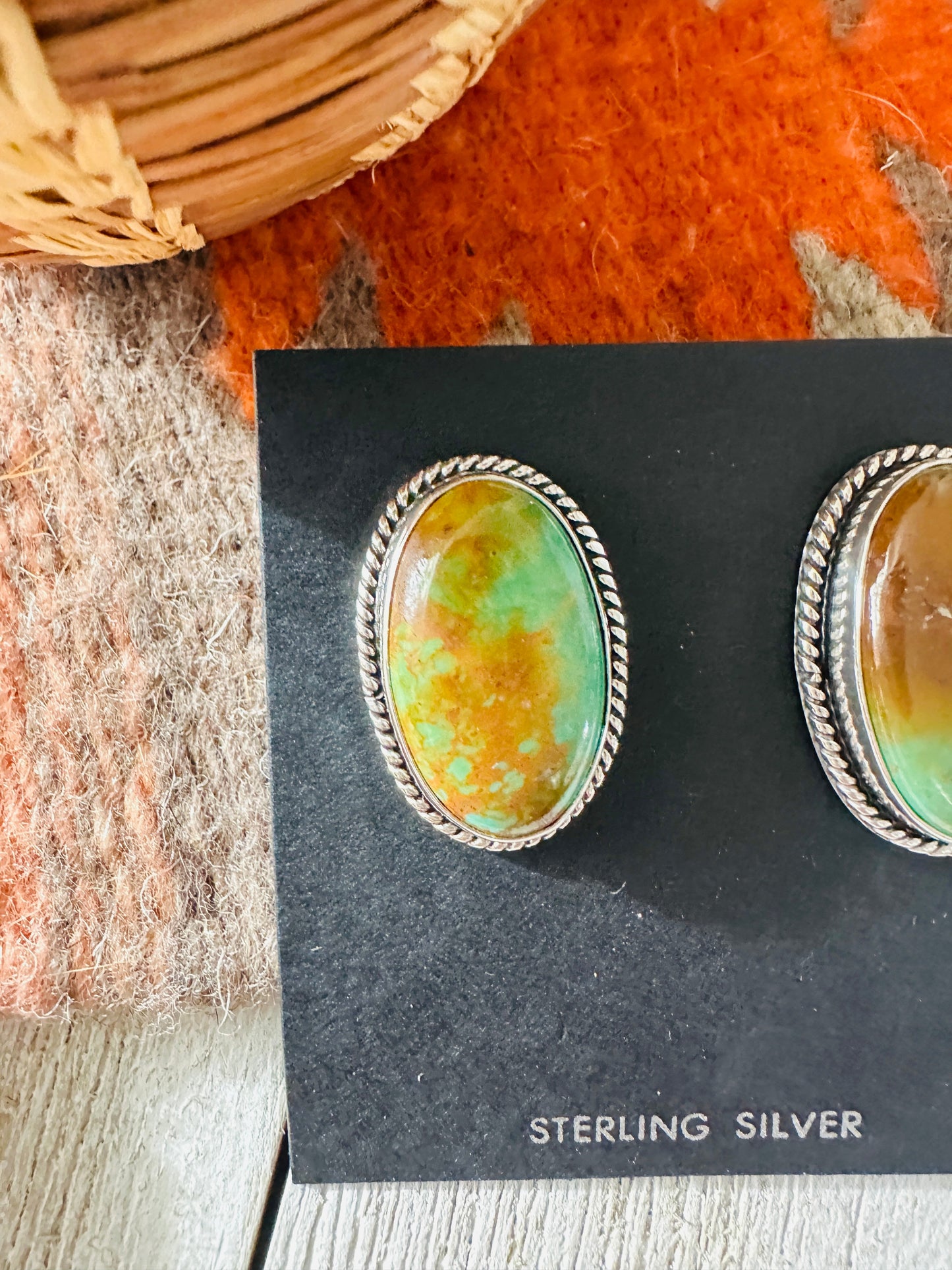 Handcrafted Sterling Silver & Royston Turquoise Post Earrings