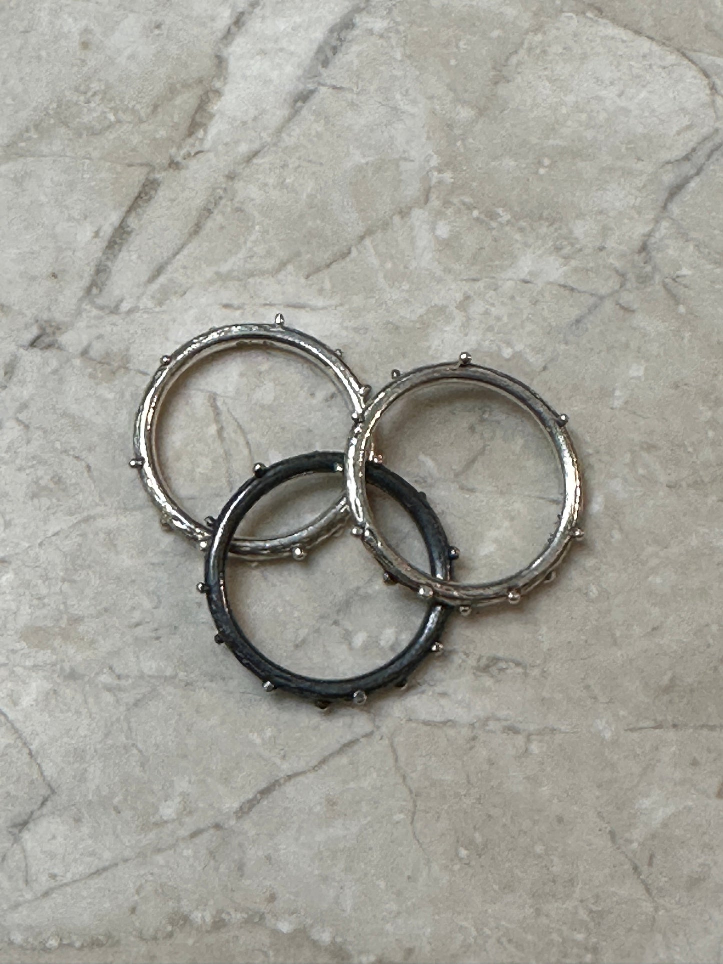 3 Piece Stackable Sterling Silver Urban Ring Size 6