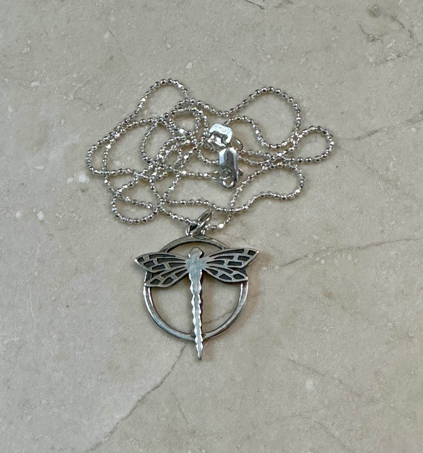 Handcrafted Dragonfly in Circle Pendant Necklace