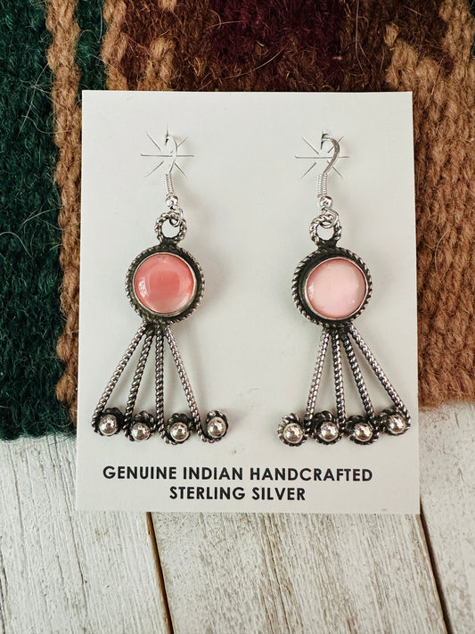 Handcrafted Mother of Pearl & Sterling Silver Dangle Earrings