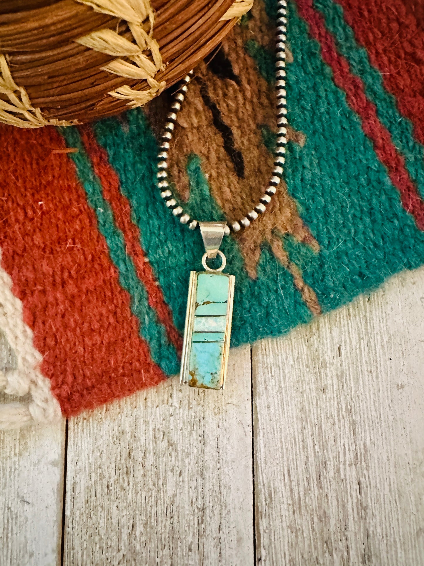 Handcrafted Sterling Silver, Turquoise & Opal Inlay Pendant