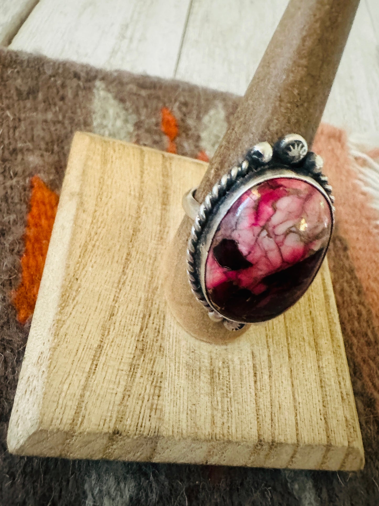 Handcrafted Sterling Silver & Rose Dahlia Adjustable Ring