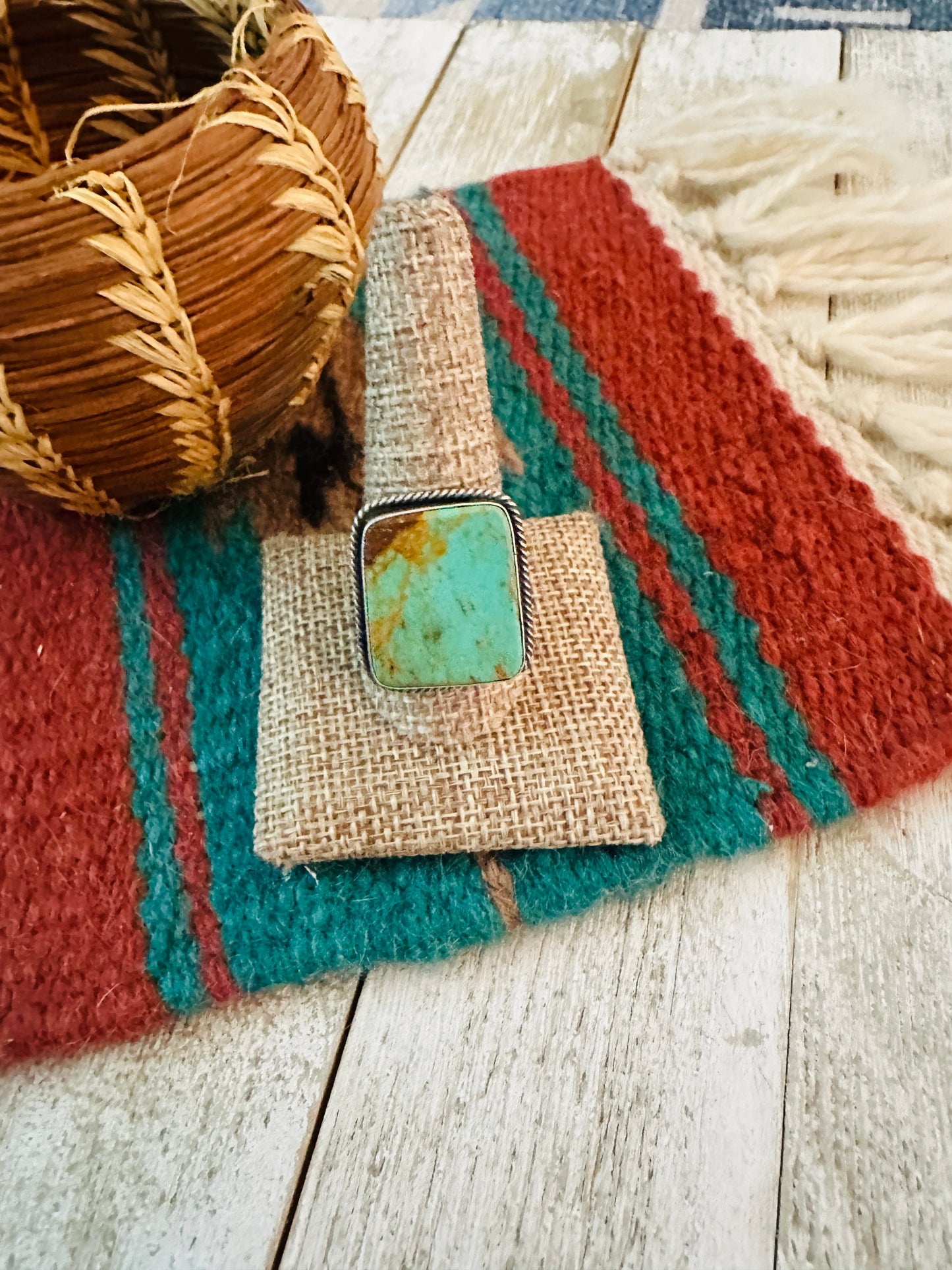 Handcrafted Turquoise & Sterling Silver Adjustable Ring by Jacqueline Silver