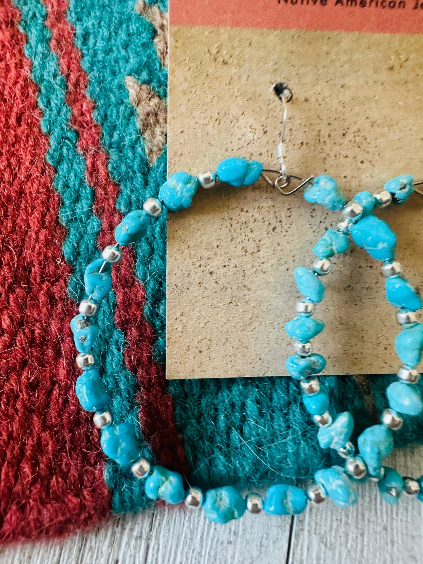 Handcrafted Turquoise & Sterling Silver Dangle Hoop Earrings Leslies Fav 🩵