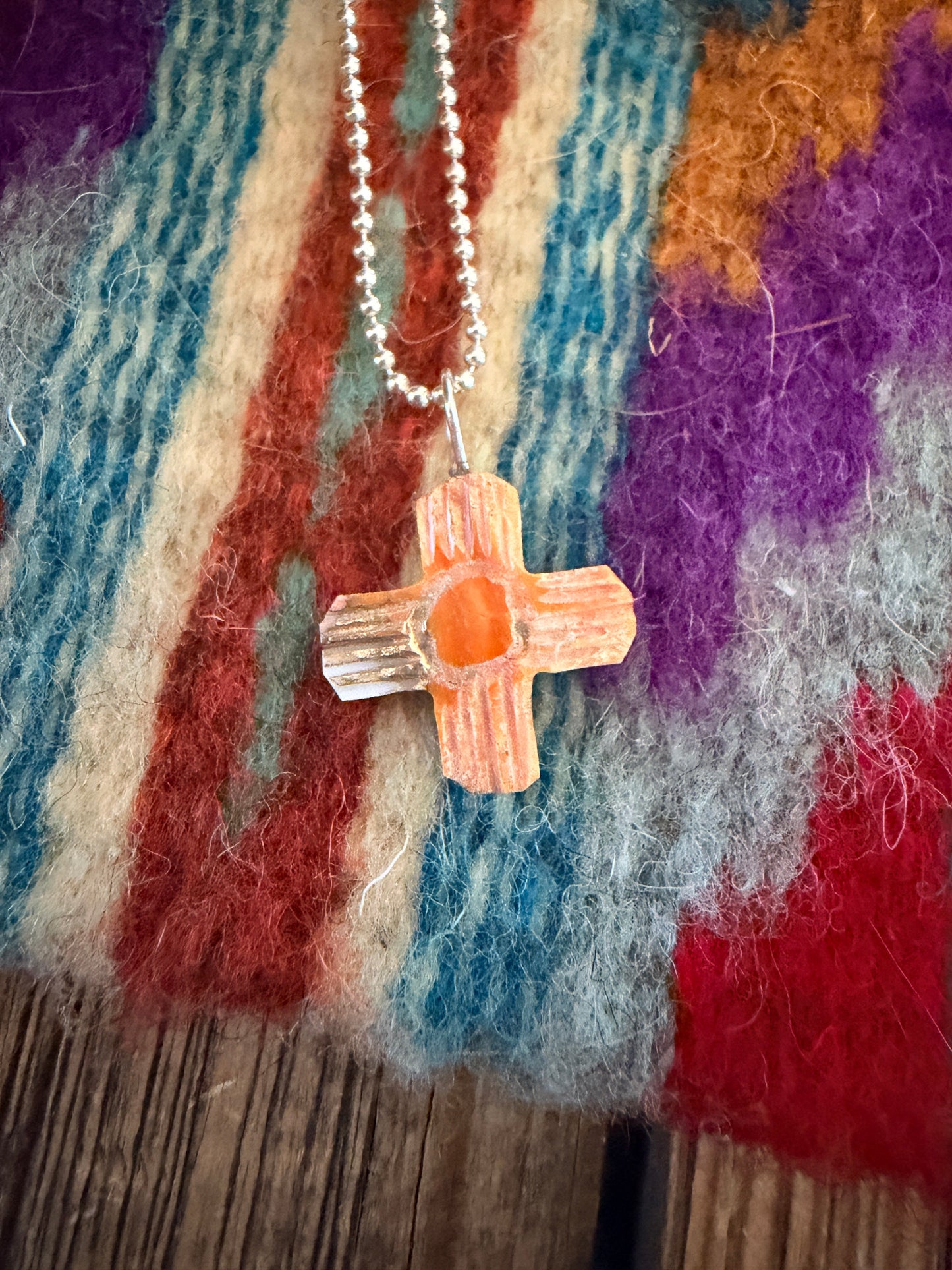 Hand Carved Spice Cross Pendant