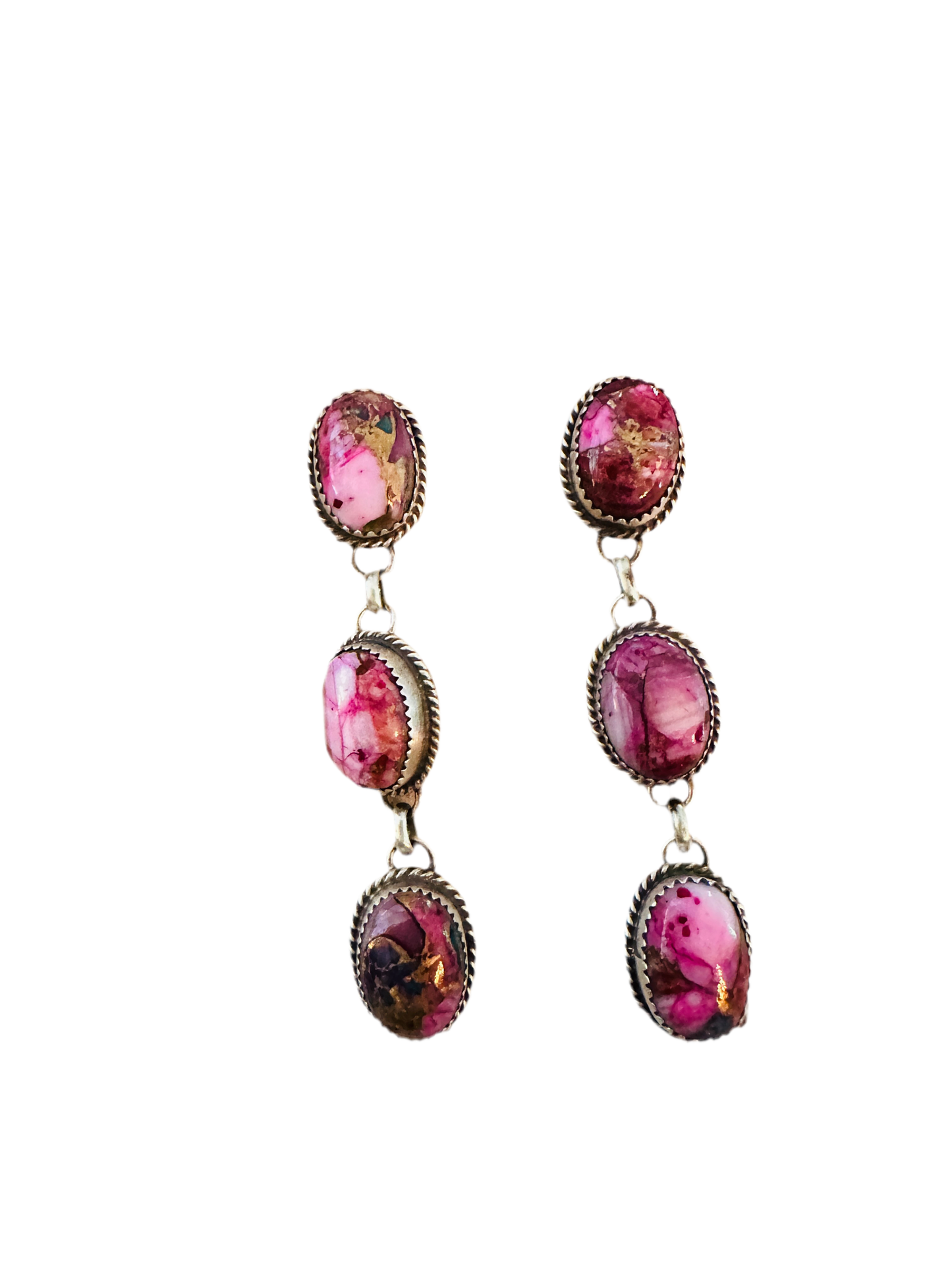 Handcrafted Sterling Silver & Pink Dream Mojave Dangle Earrings