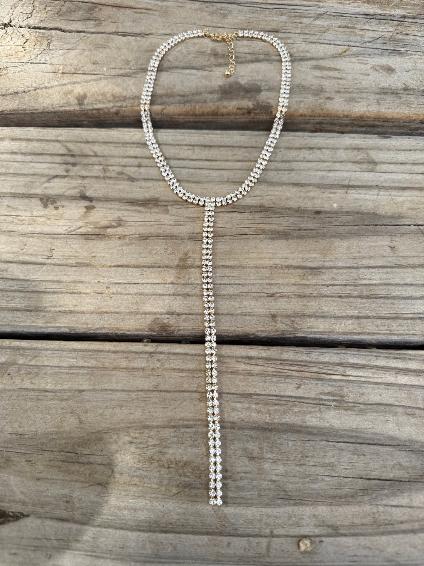 “The Golden Collection” Handmade Gold Plated CZ Link Y Necklace
