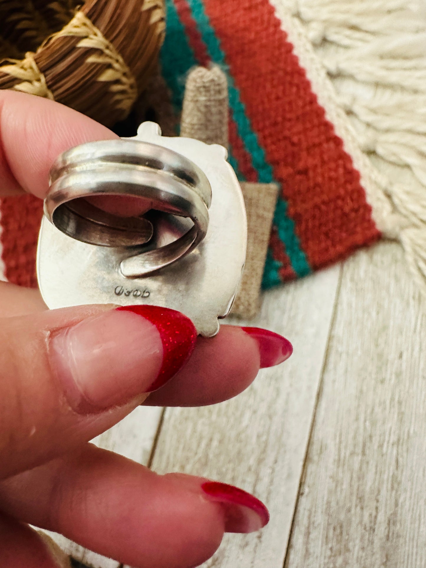 Handcrafted Kingman Turquoise & Sterling Silver Adjustable Ring