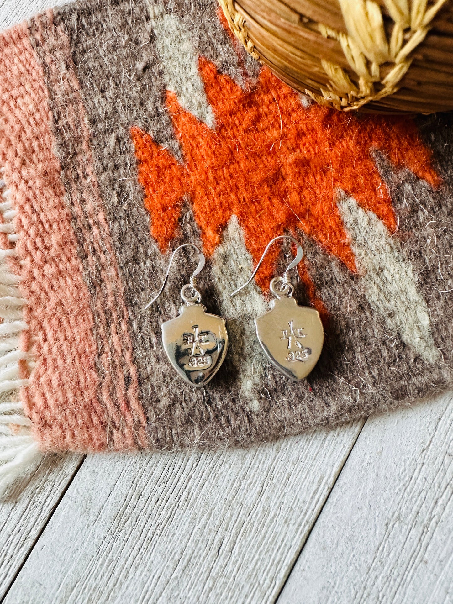 Handcrafted Sterling Silver & Multi Stone Inlay Dangle Earrings