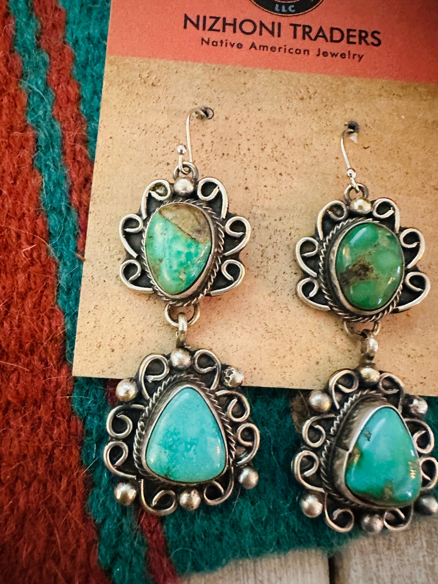Handcrafted Turquoise & Sterling Silver Dangle Earrings by Sheila Becenti