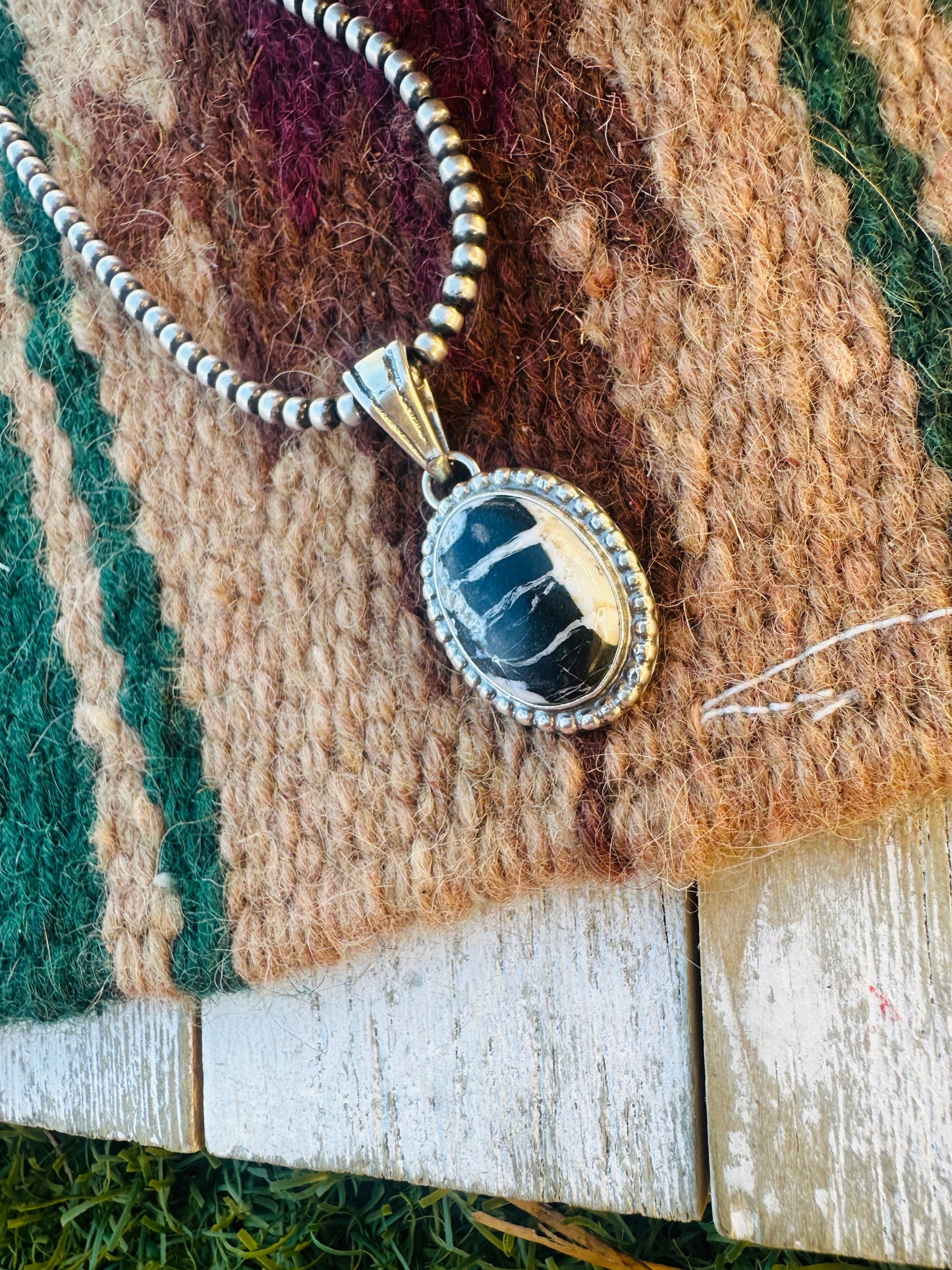 Handcrafted Sterling Silver & White Buffalo Pendant