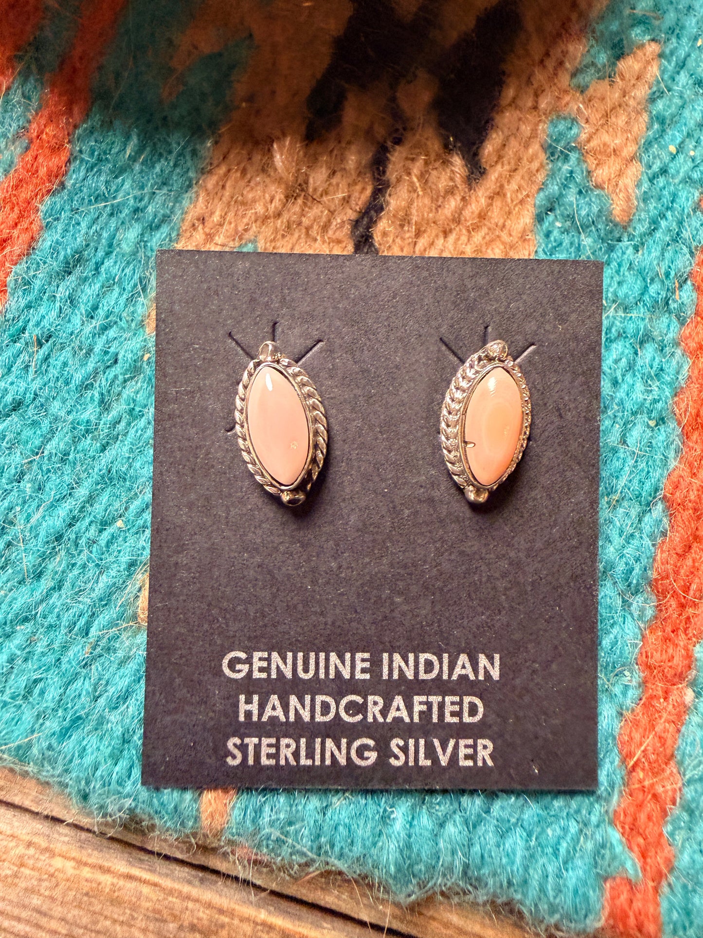 Handcrafted Queen Pink Conch Shell & Sterling Silver Stud Earrings