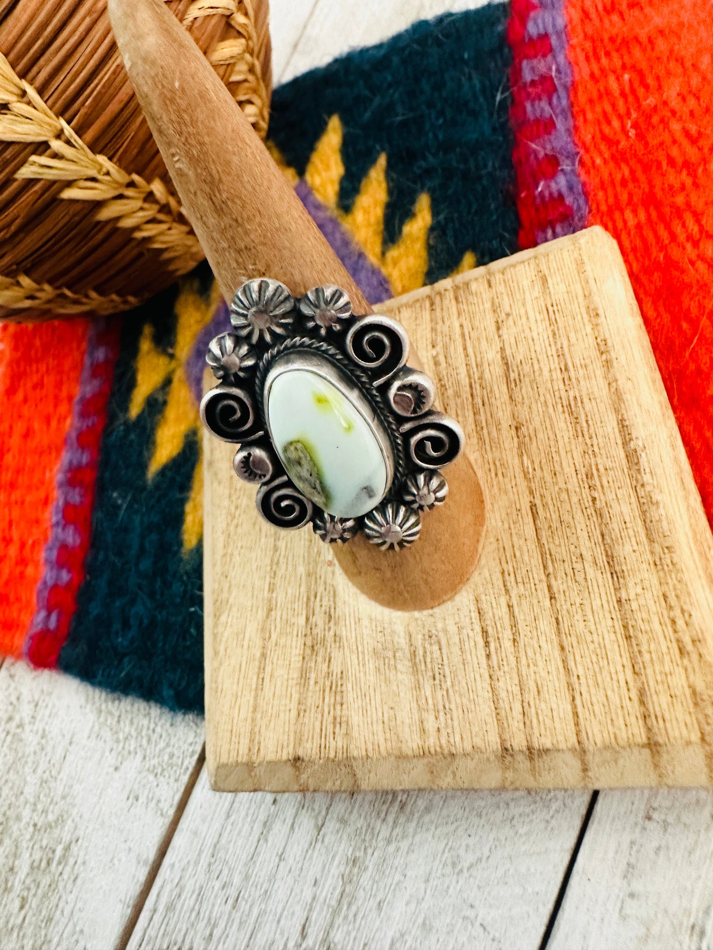 Navajo Sterling Silver & Palomino Turquoise Ring Size 7