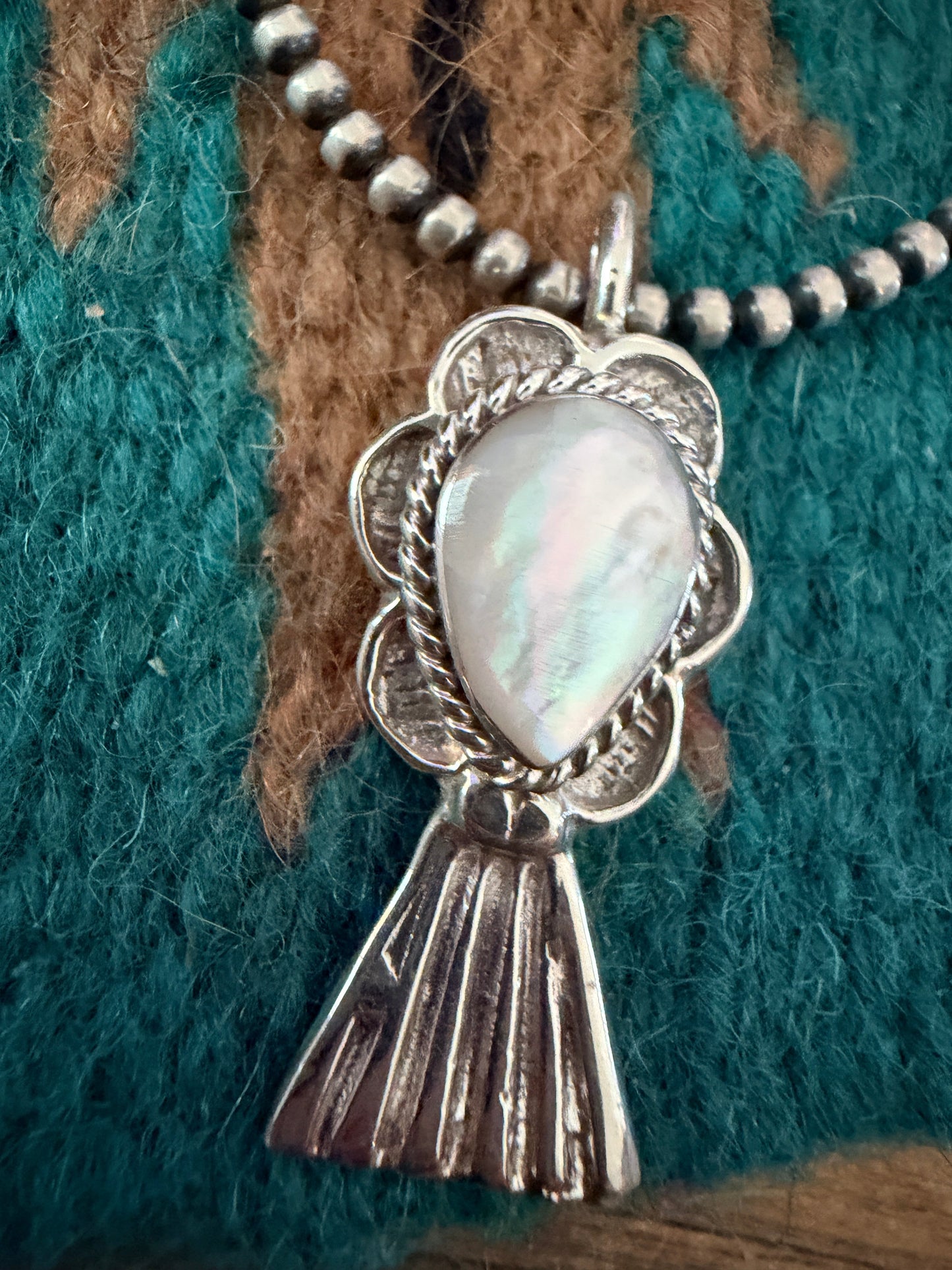 Handcrafted Sterling Silver & Mother of Pearl Blossom Pendant by Joseph Martinez