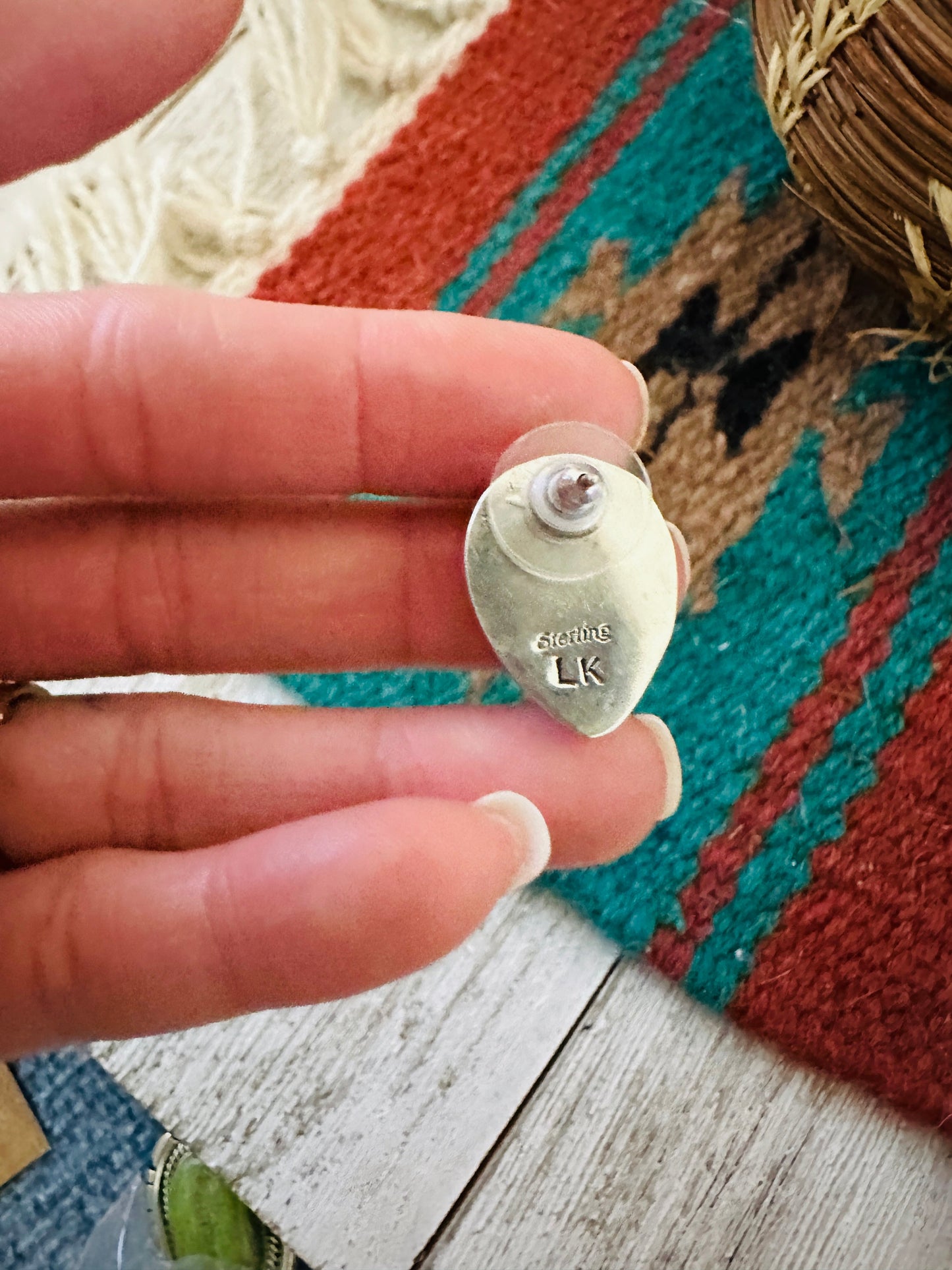 Handcrafted Turquoise & Sterling Silver Teardrop Post Earrings