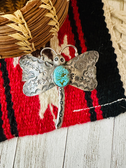 Handcrafted Turquoise & Sterling Silver Dragonfly Cuff Bracelet