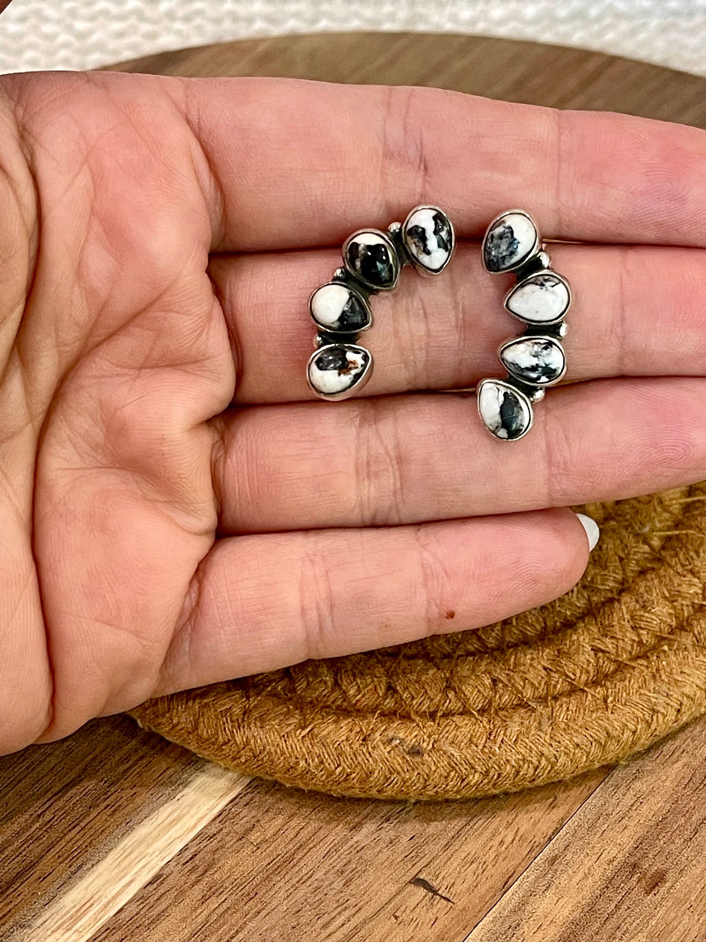 Beautiful Handmade Sterling Silver & White Buffalo Post Earrings