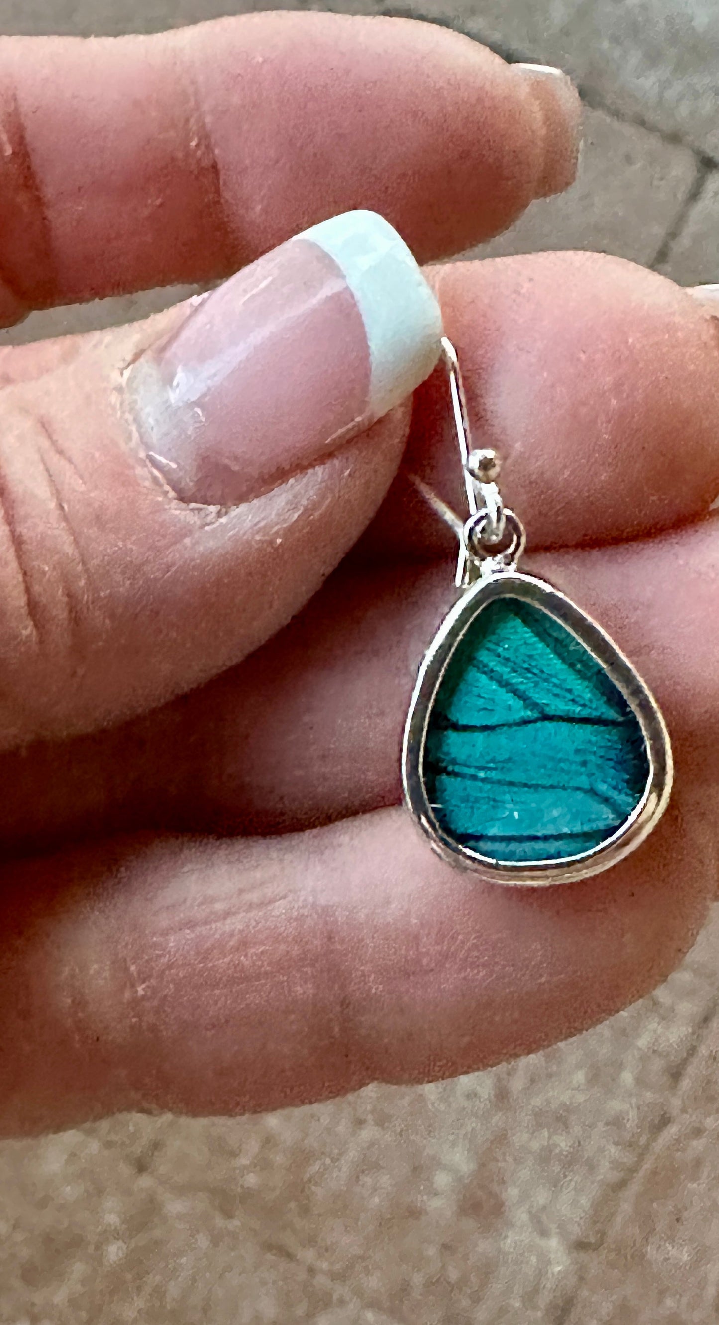 Prepona Blue Butterfly Dangle Sterling Silver Earrings