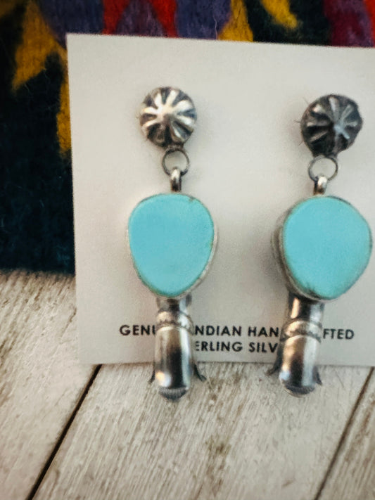 Handcrafted Turquoise & Sterling Silver Blossom Dangle Earrings by Jacqueline Silver