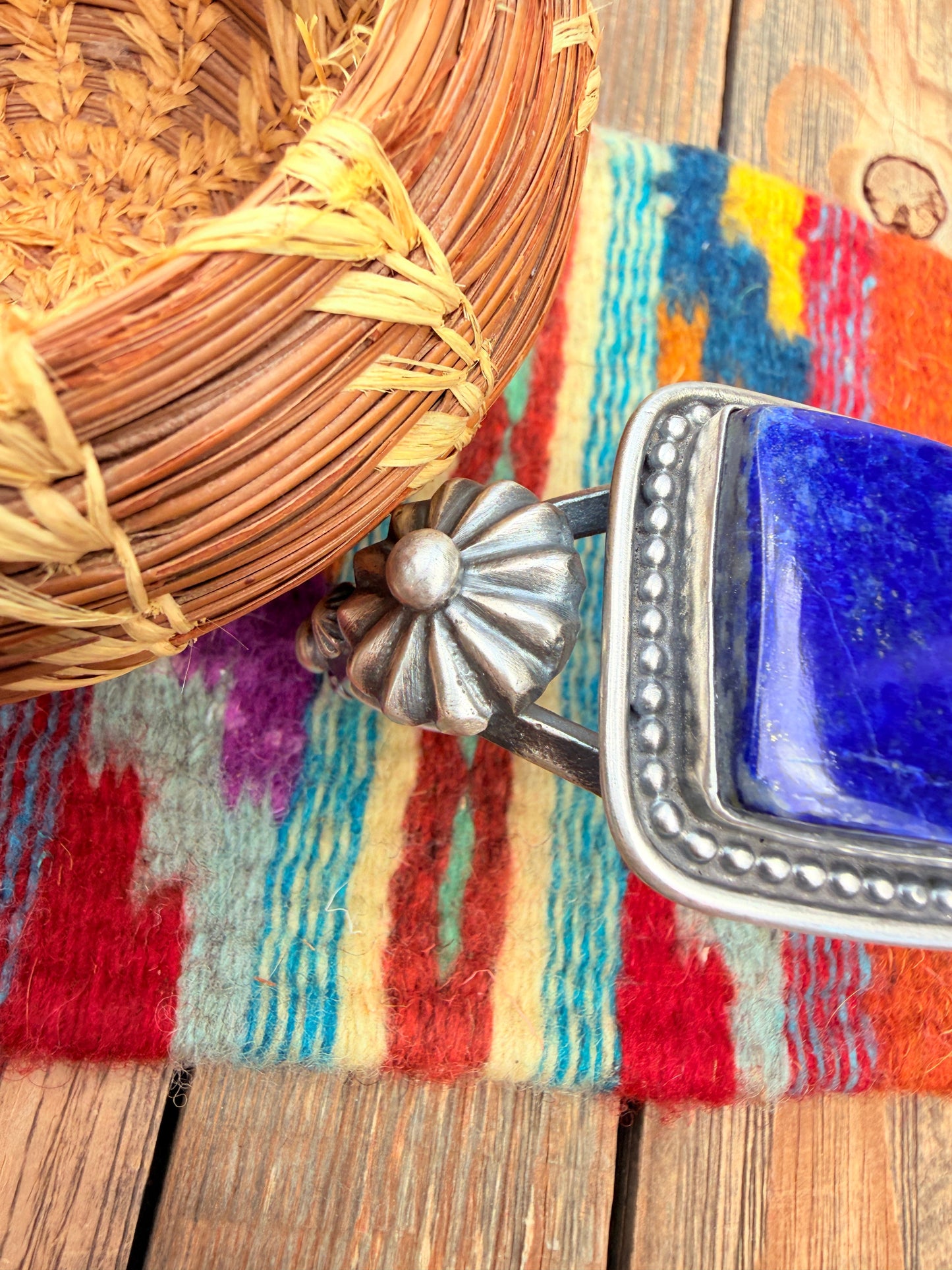 Handcrafted Sterling Silver and Lapis Cuff Bracelet by Chimney Butte