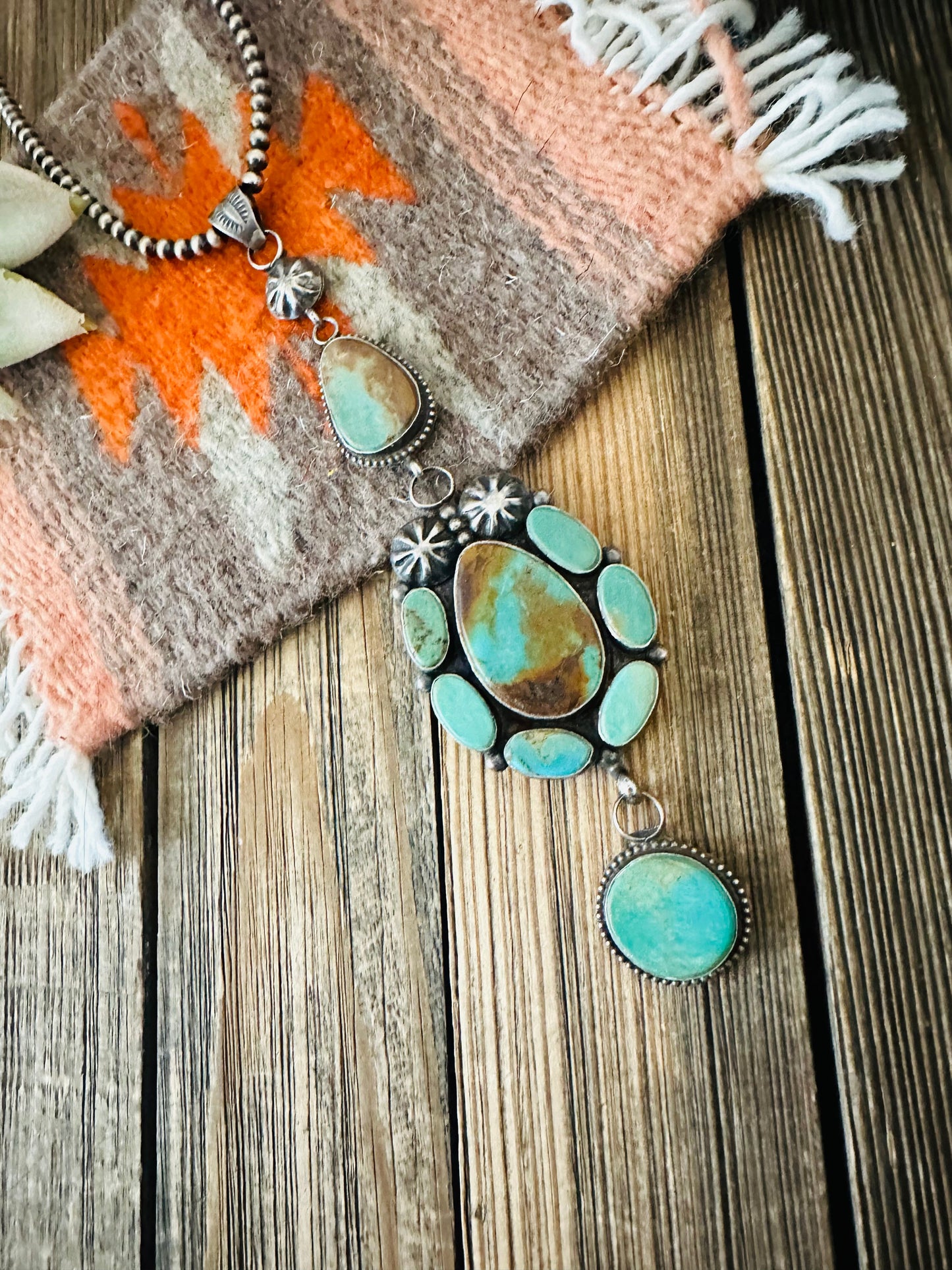 Navajo Royston Turquoise and Sterling Silver Pendant by Jacqueline Silver