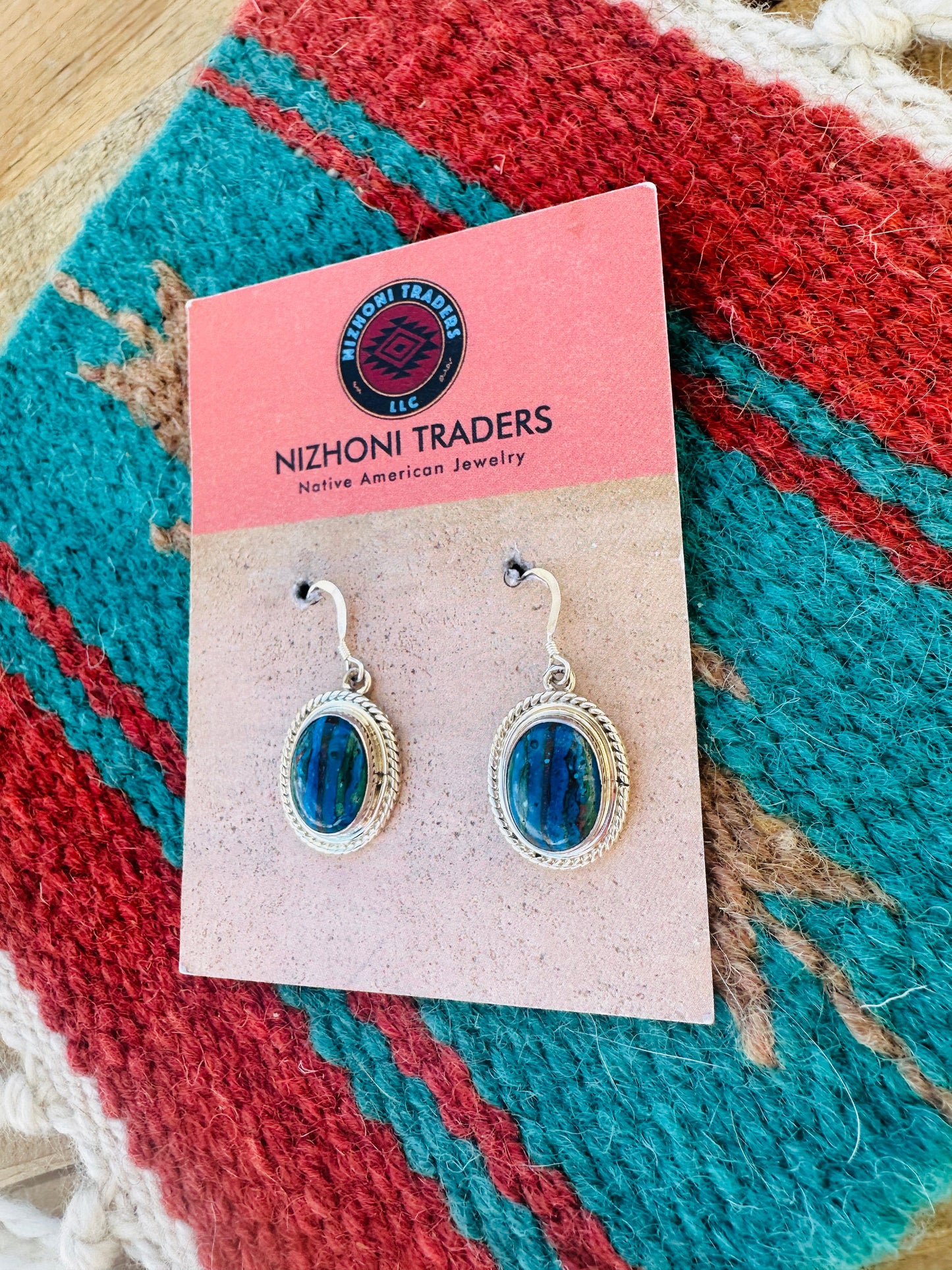 Handcrafted Rainbow Calsilica & Sterling Silver Oval Dangle Earrings