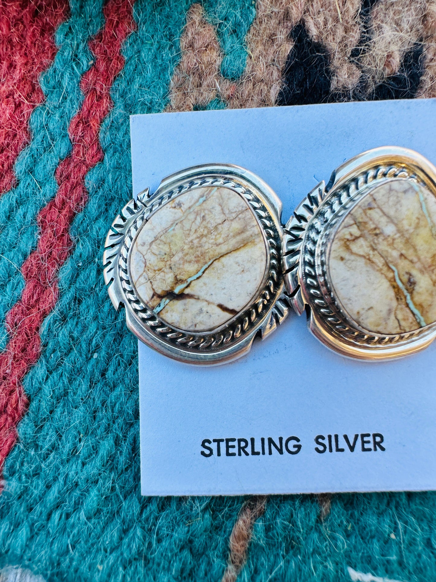 Handcrafted Ribbon Turquoise & Sterling Silver Post Earrings