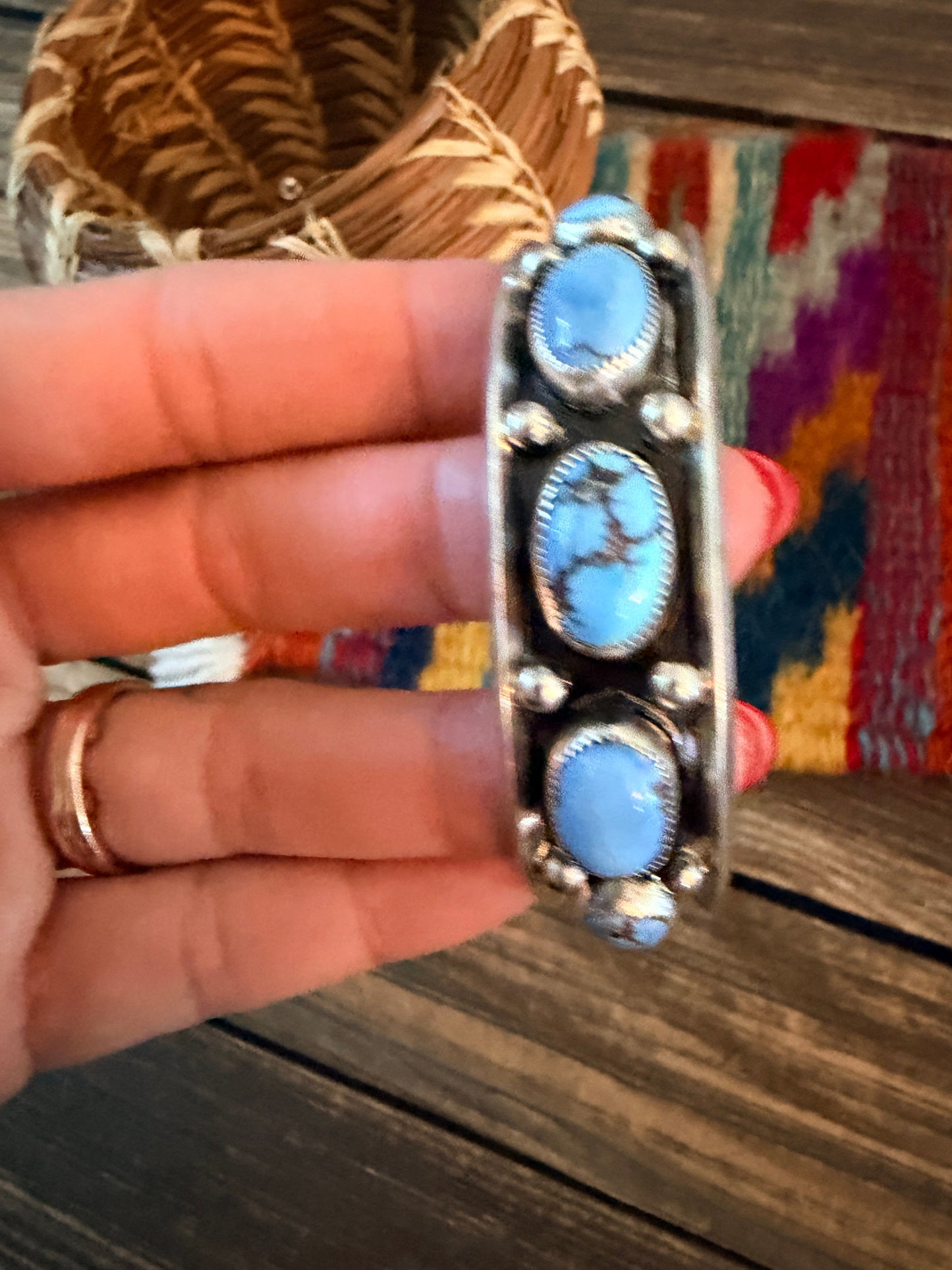 Handcrafted Golden Hills Turquoise & Sterling Silver Cuff Bracelet by Paul Largo