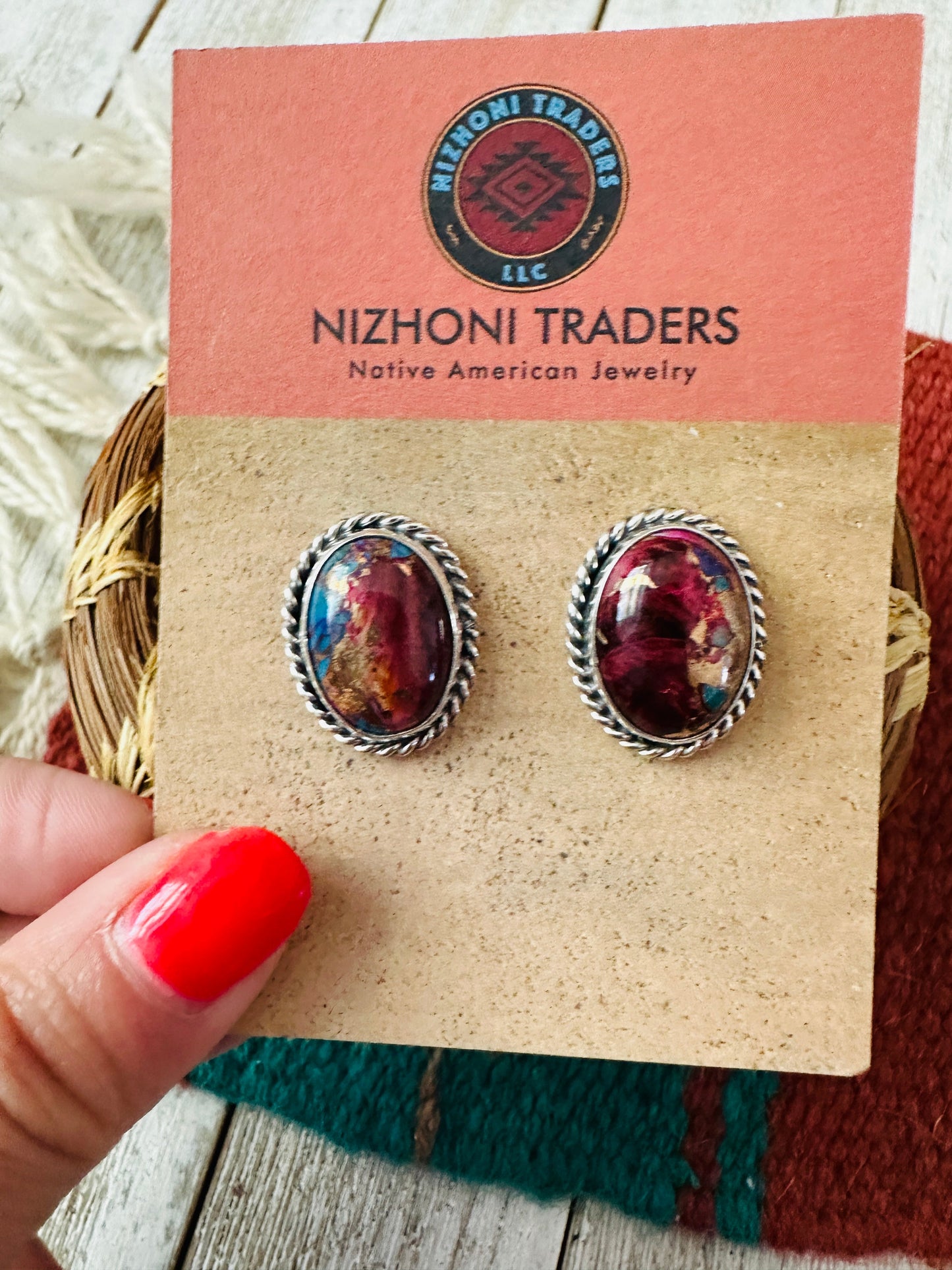 Handcrafted Pink Dream Mojave and Sterling Silver Post Earrings