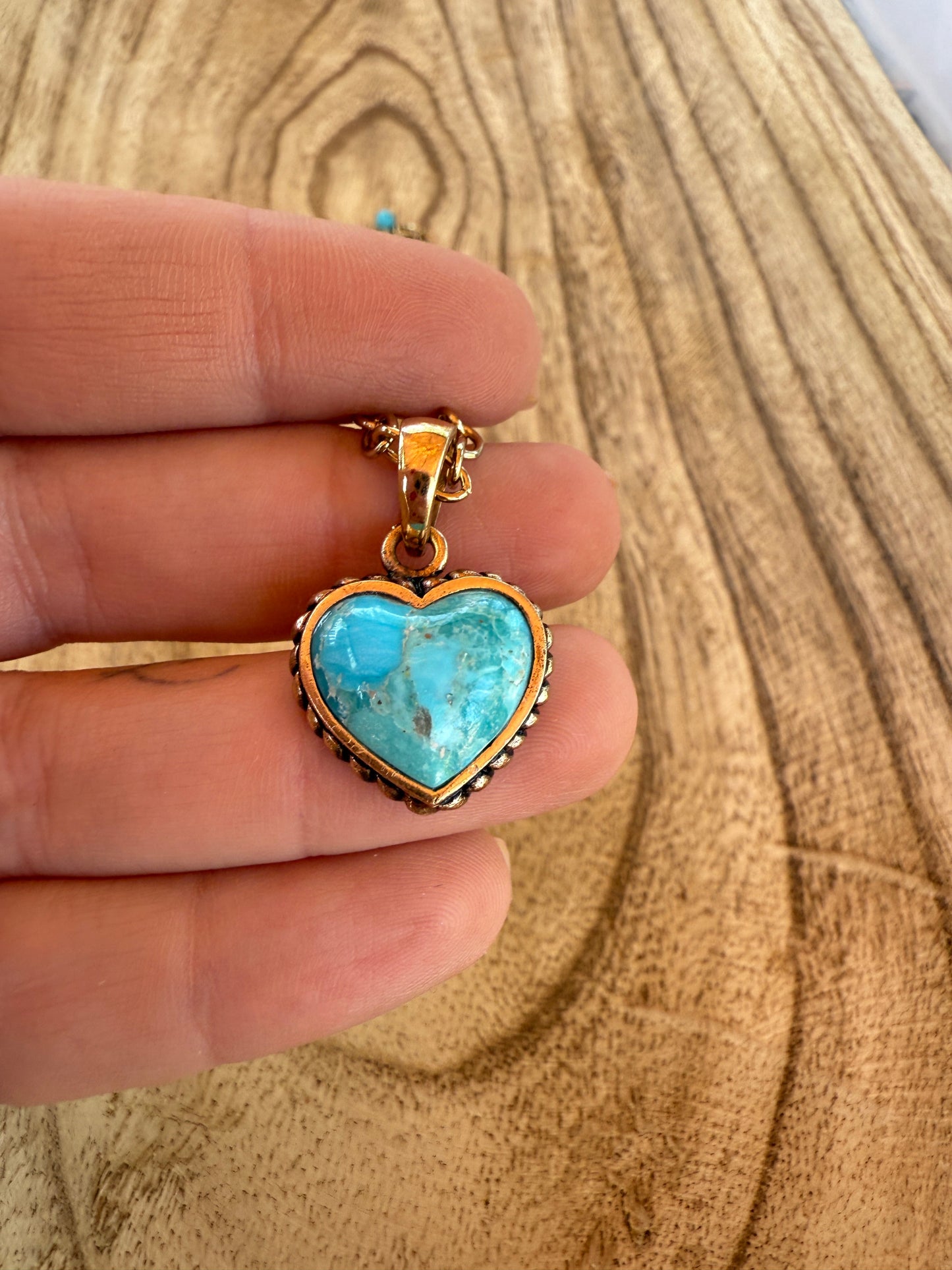 “The Golden Collection” THE HEART Handmade Turquoise Gold Plated Necklace