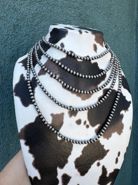 4mm Sterling Silver  Pearl Style Beaded Necklace w/ 2 inch extender