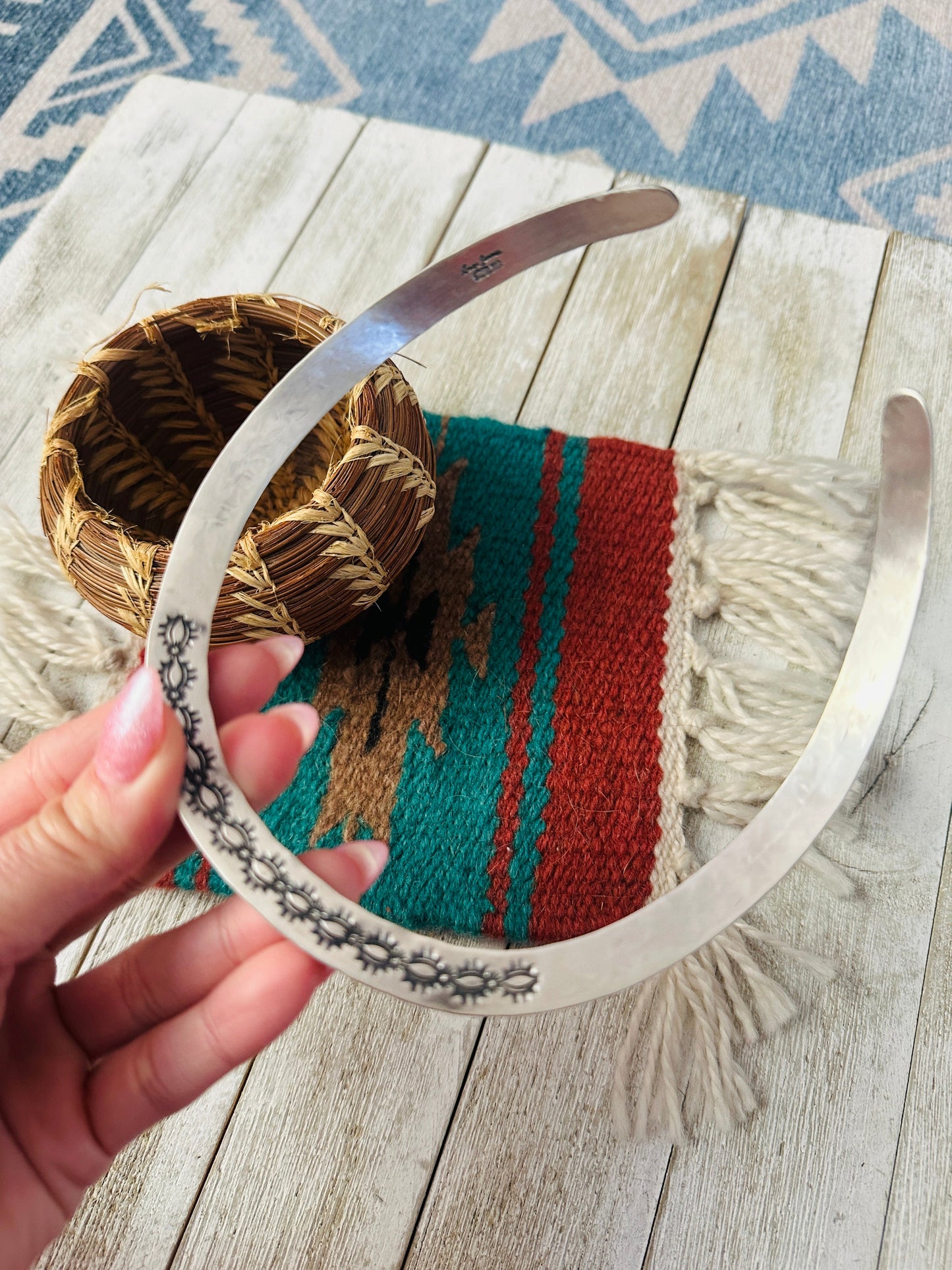 Handcrafted Turquoise & Sterling Silver Choker Collar Necklace by Leroy James