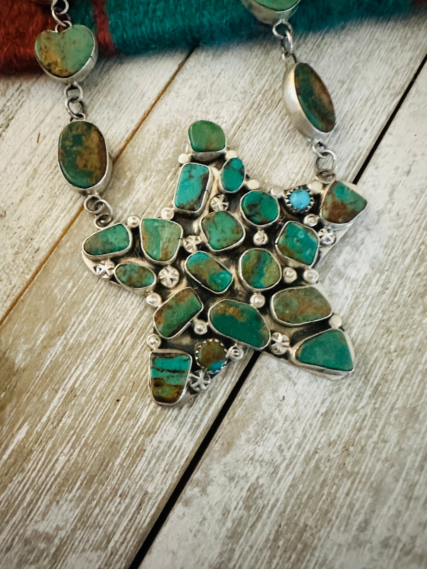 Handcrafted Sterling Silver & Royston Turquoise Star Necklace by Jacqueline Silver