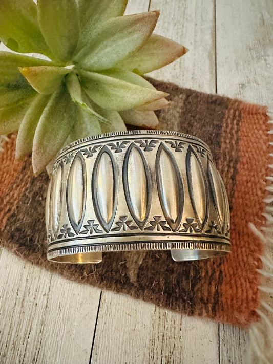 Handcrafted Hand Stamped Sterling Silver Cuff Bracelet