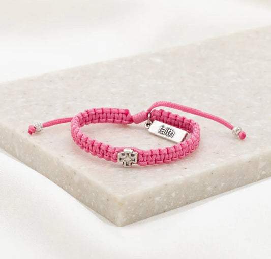Wonderfully Made Blessed Kid’s Cross Bracelet (Pink)