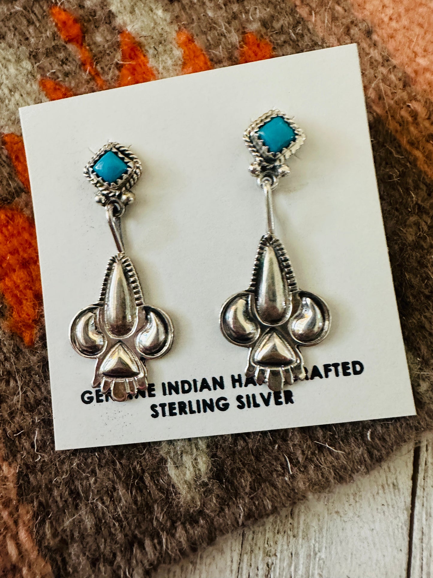 Handcrafted Turquoise & Sterling Silver Dangle Earrings