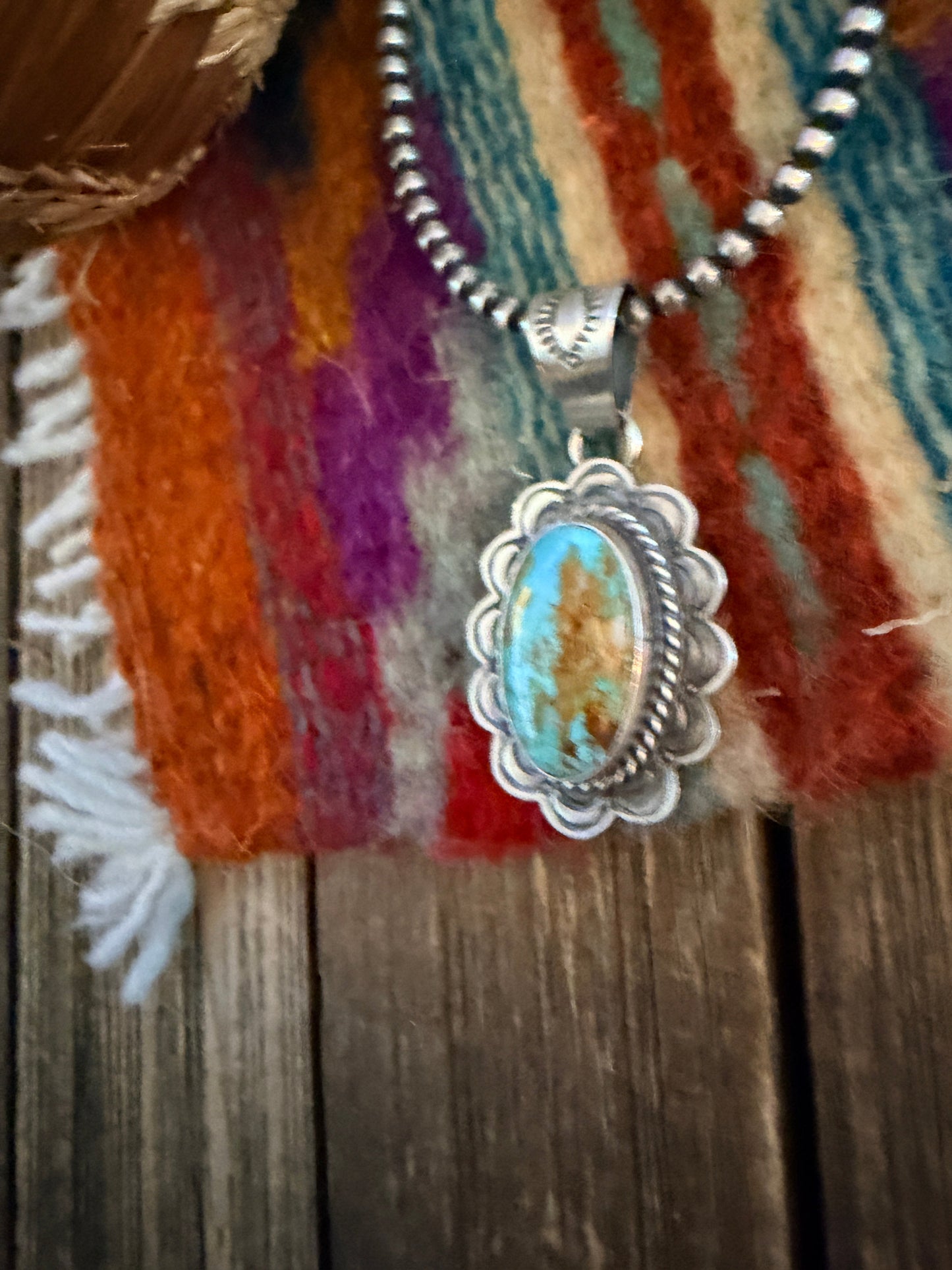 Handcrafted Sterling Silver & Royston Turquoise Pendant by David Skeets
