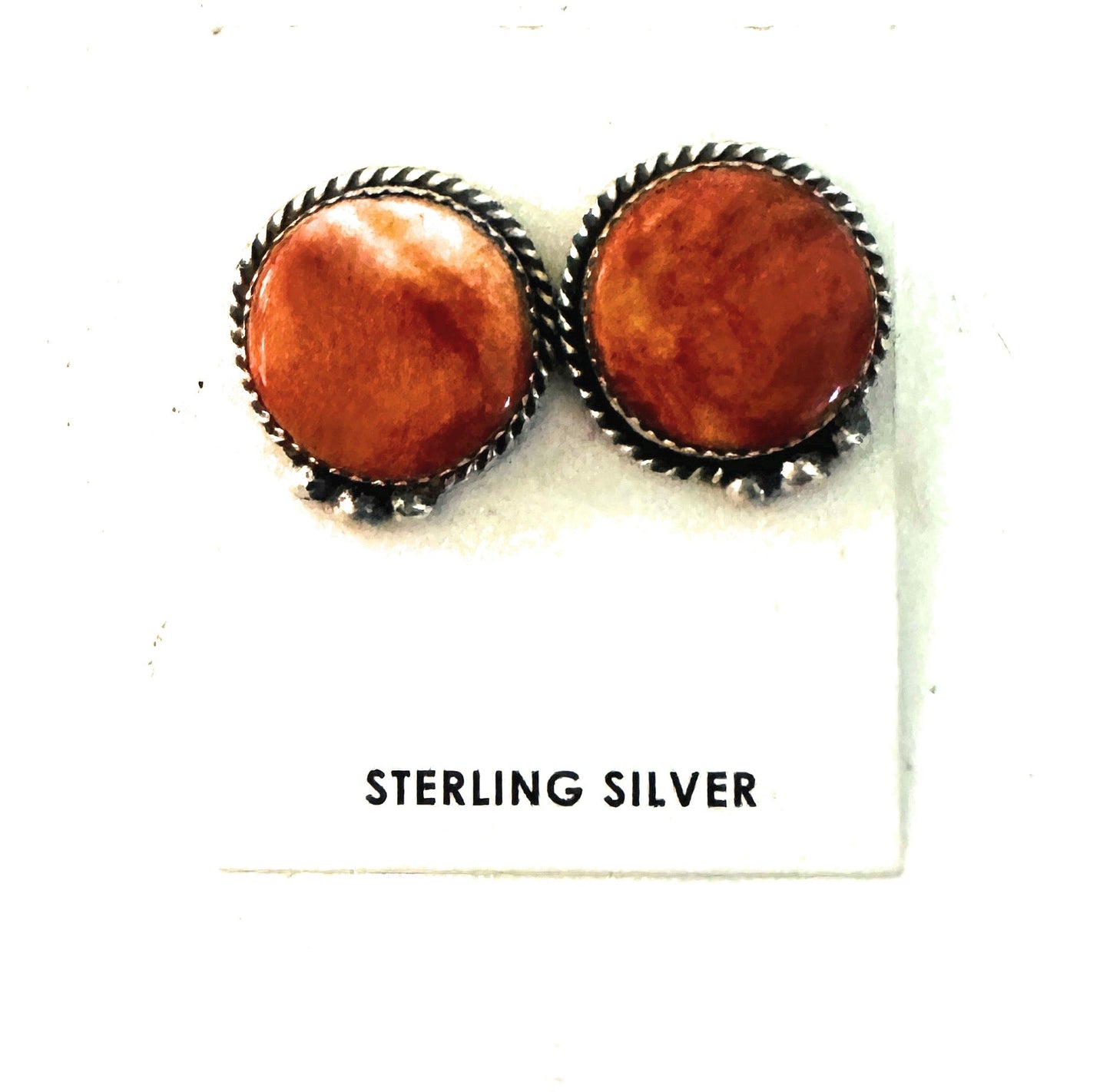 Navajo Sterling Silver & Spiny Oyster Post Earrings