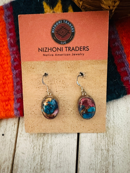 Handcrafted Pink Dream Mojave & Sterling Silver Dangle Post Earrings