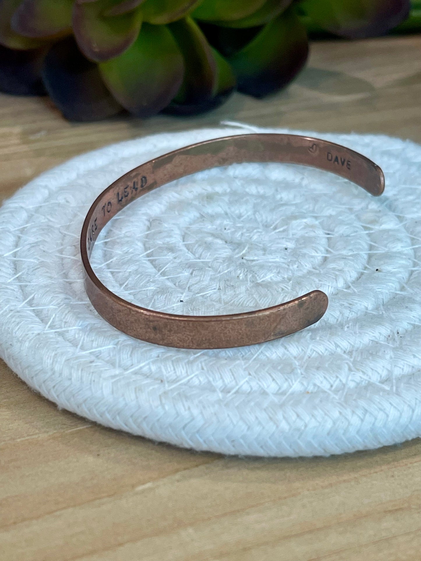 Vintage Handmade Dare To Lead Copper Cuff