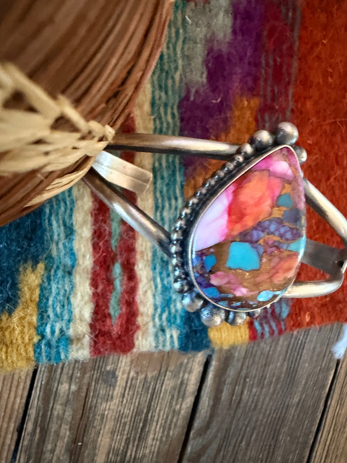 Handcrafted Pink Dream Mojave & Sterling Silver Cuff Bracelet