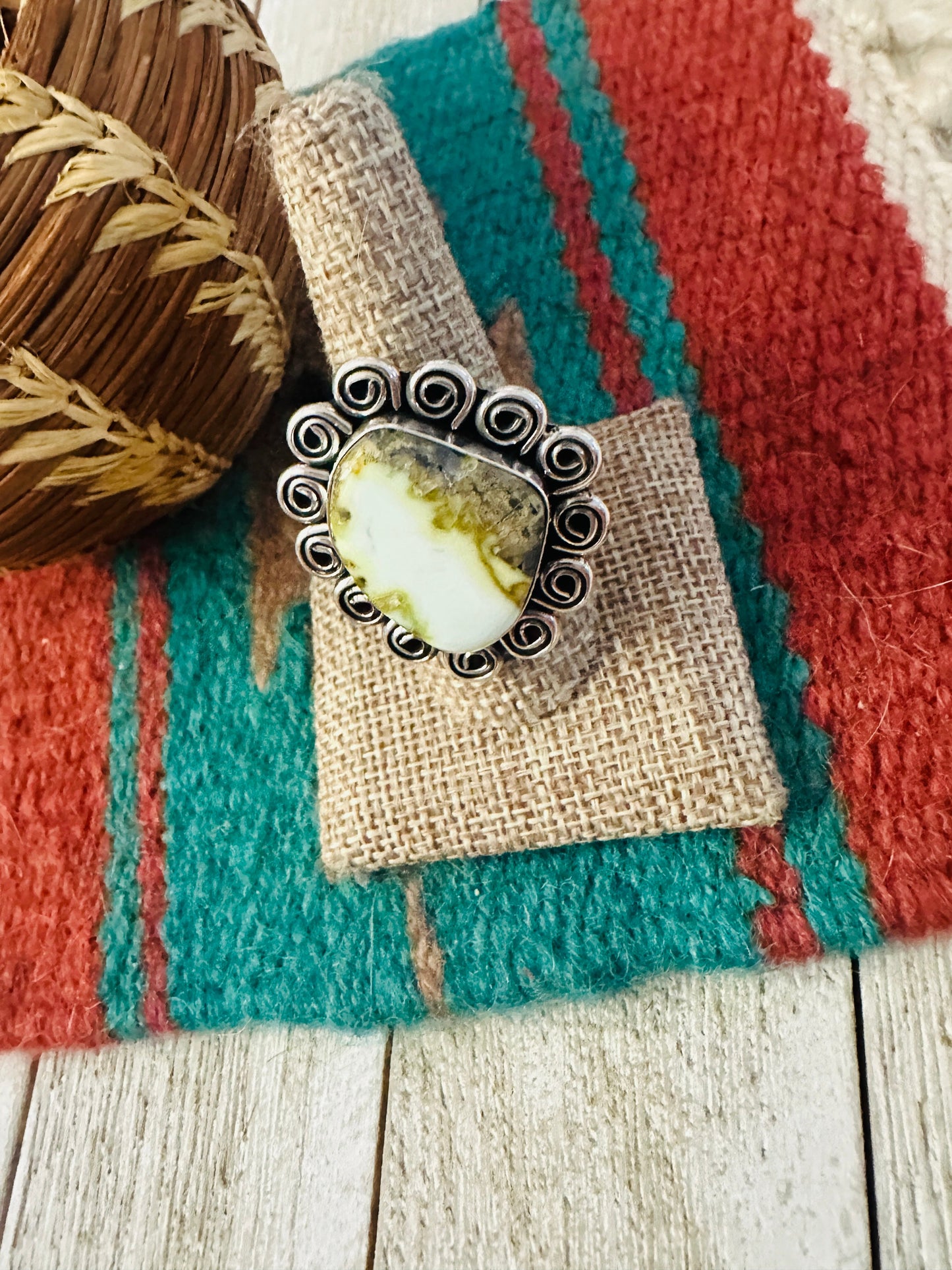 Handcrafted Palomino Turquoise & Sterling Silver Ring size 9.5