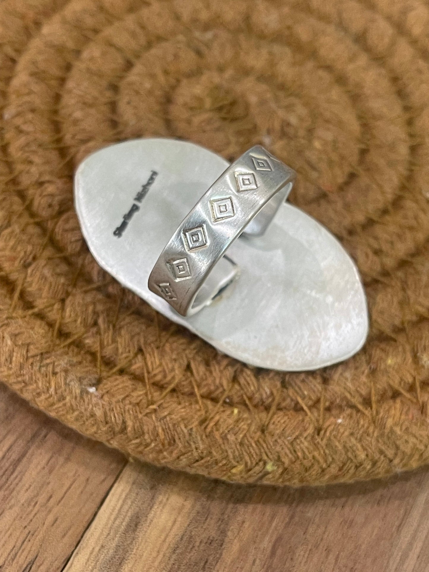 Beautiful Handmade Sterling Silver Heart & Turquoise Adjustable Ring
