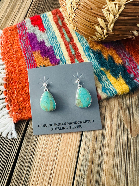 Handcrafted Turquoise & Sterling Silver Dangle Earrings