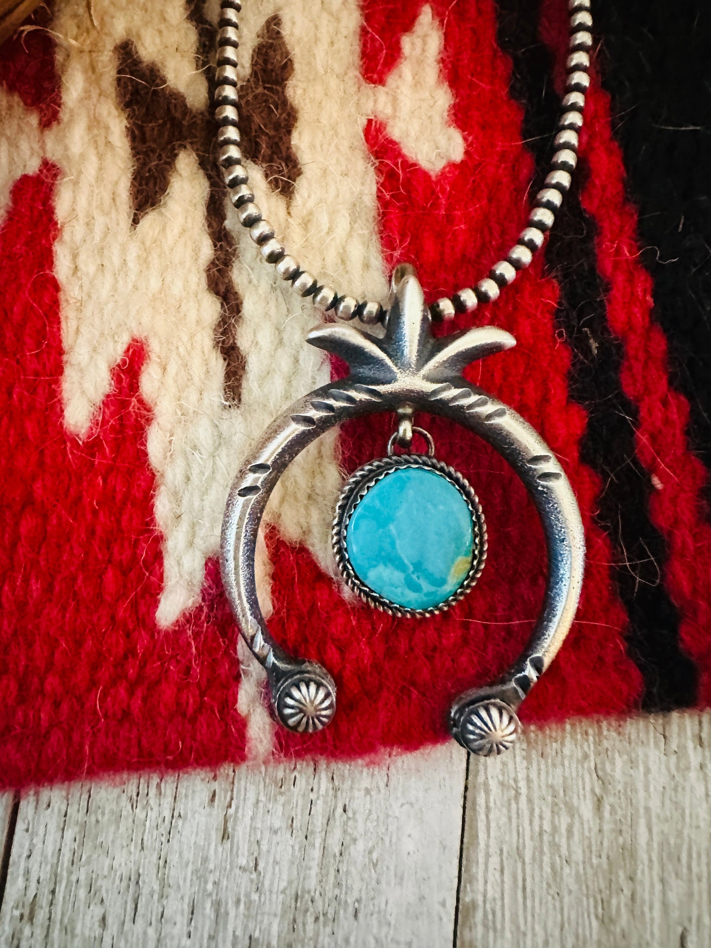 Handcrafted Sterling Silver & Turquoise Naja Pendant by Martha Cayatineto
