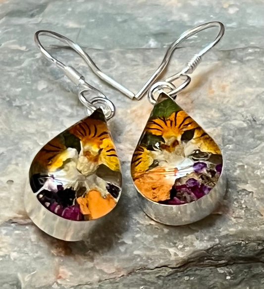 Primavera Small Teardrop Sterling Silver Earrings on Hook