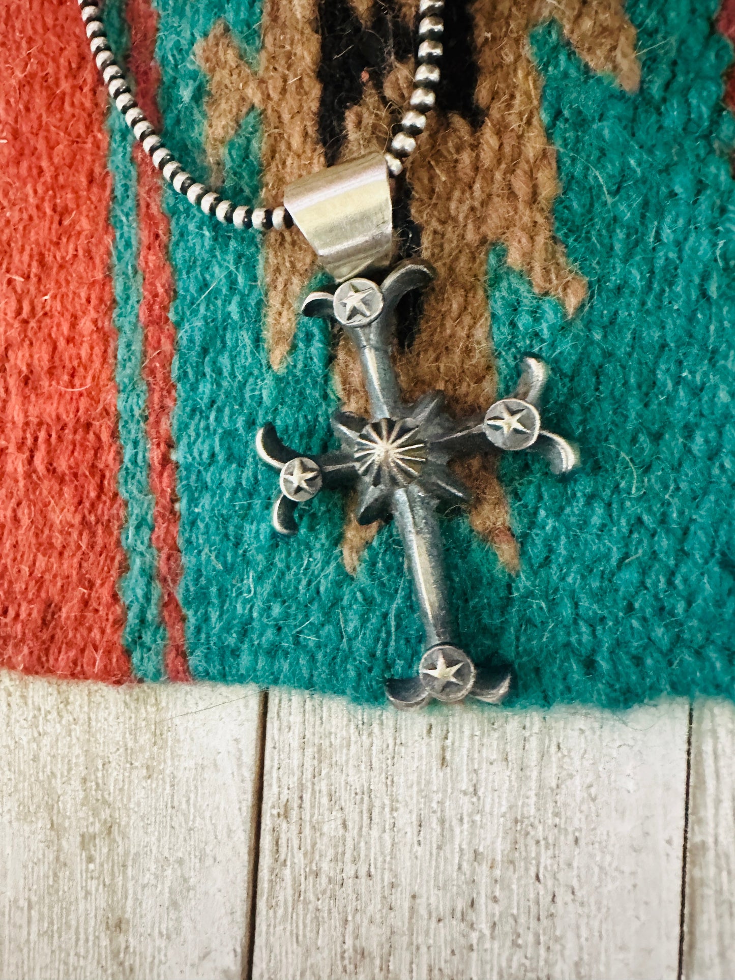 Handcrafted Sterling Silver Cross Concho Pendant by Chimney Butte