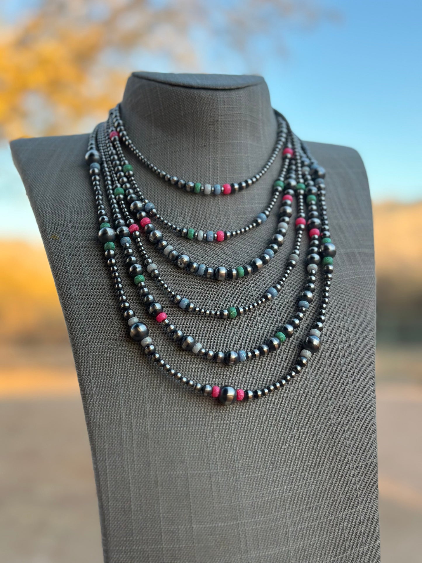 Handcrafted Pearl Sterling Silver Sherbet Opal Necklaces